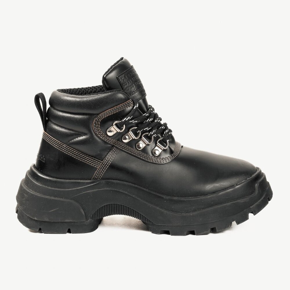 Maison Margiela Black Leather Lug Sole Hiking-Style Boots